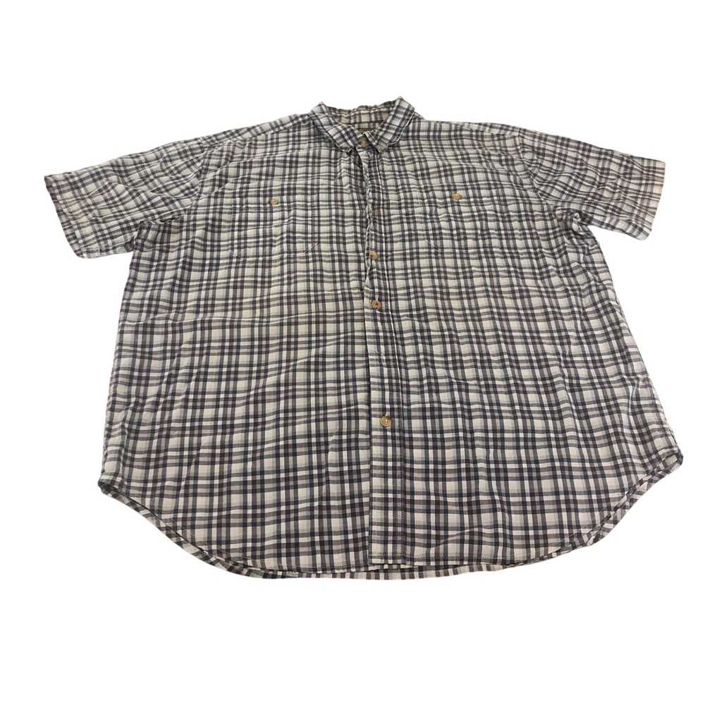 CE Schmidt Workwear Mens Plaid Short Sleeve Button Up Shirt‎ XL Chest Pockets